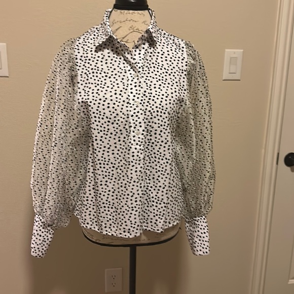Topshop Tops - White blouse with black polkadots bye top shop